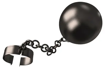Handcuff ball and chain Low-poly 3D model