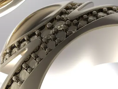 Luxury bvlgari Gold Dome Ring with Diamond Stripes 3DM Model 3D model