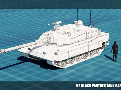 K2 Black Panther TANK BASE MESH Low-poly 3D model
