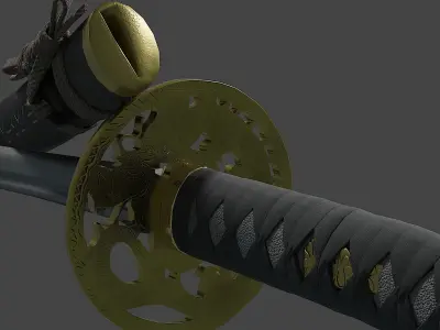 Katana two samurai swords Free low-poly 3D model