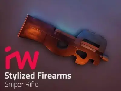 Stylized P90 Low-poly 3D model