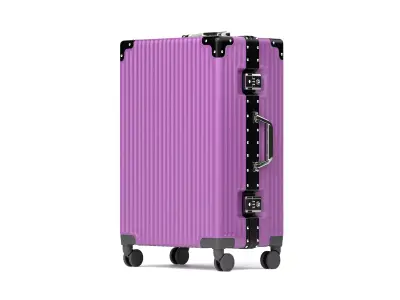 Industrial Ribbed Hard-Shell Suitcase Realistic Travel Luggage Low-poly 3D model