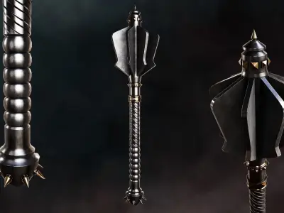 Flanged Mace Low-poly 3D model buy