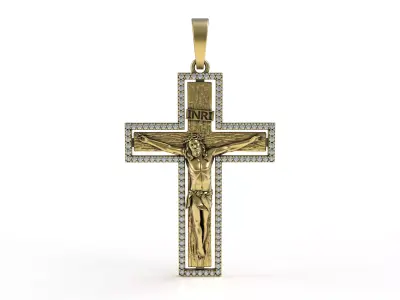 Jesus and Diamond Cross Pendant 3D print model