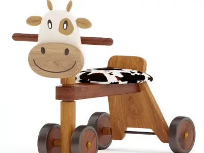 Toddler balancing trike with cow theme 3D model