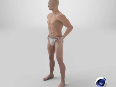 Athletic Man Figure Posing 3D model
