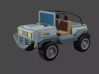 low poly jeep Low-poly 3D model by komtoon