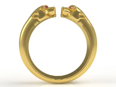 Panther Head Ring 3D print model