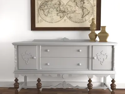 Vintage Buffet and MakeUp Desk Set 3D model