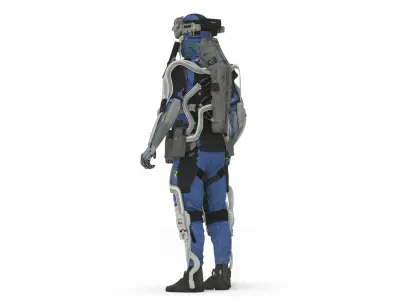 Futuristic Battle Robot 3D Model Rigged Game Ready Free low-poly 3D model