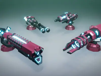 Low Poly Laser Gun Pack 01 Low-poly 3D model