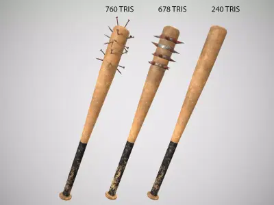 Low Poly Base Ball Bat Weapon Pack PBR Low-poly 3D model