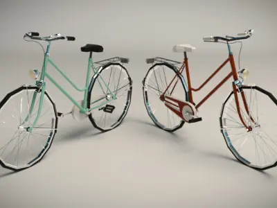 Low Poly Ladies Bike Low-poly 3D model