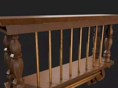 Wooden Wall Shelf Rack Low-poly 3D model