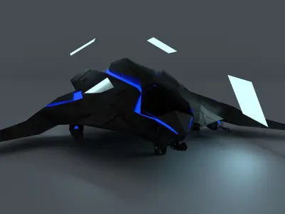 Sci-Fi Stealth Dropship and Light Gunship Hybrid 3D model