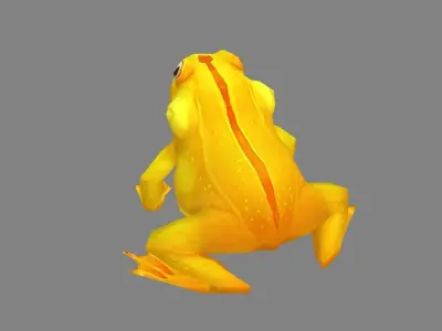 Cartoon golden frog Low-poly 3D model