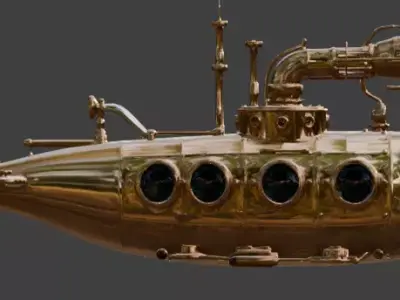 Steampunk Reconnaissance Submarine 3D Model Low-poly 3D model