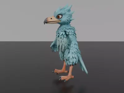 Cartoon Parrot 3D Model  Low Poly Rigged Bird  Game Ready Low-poly 3D model