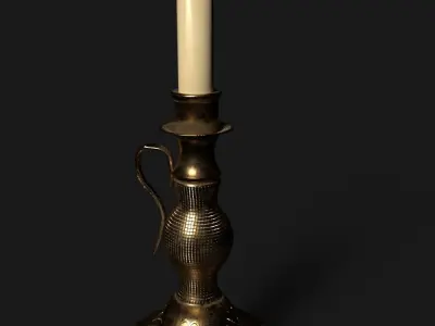 Brass Candle Stick Low-poly 3D model