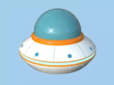 Cartoon UFO A1 - SciFi Flying Saucer - White Orange Low-poly 3D model