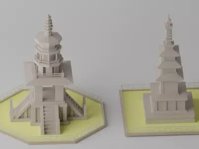 Gyeongju Bulguksa Stone Pagoda Dabotap  Seokgatap Korea Low-poly 3D model
