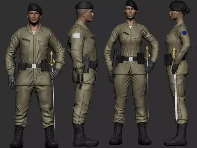 KIT MILITARY POLICER OFFICER MAN AND WOMAN 3D print model