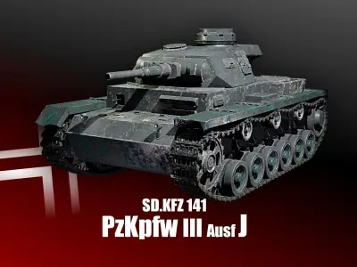 PzKpfw III - Panzer 3 - Ausf J L M 3D Model Pack