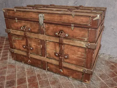 PBR Old Wooden Chest Low Poly Low-poly 3D model