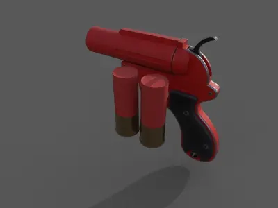 Flare gun Low-poly 3D model 2