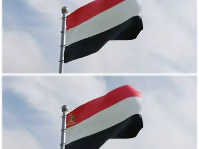 Animated Yemen Flags  3D model