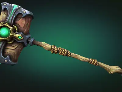 Coastal two handed hammer Low-poly 3D model