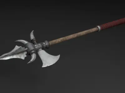 Alebarda axe Low-poly 3D model