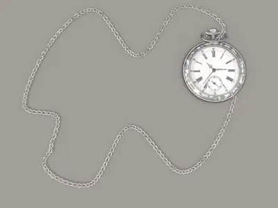 Pocket watch with chain 3D model