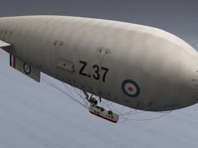 Airship - English Royal Naval Air Service SSZ Zero 1915 - WWI - 3D model