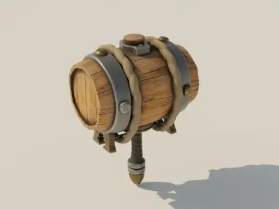Barrel Hammer Low-poly 3D model