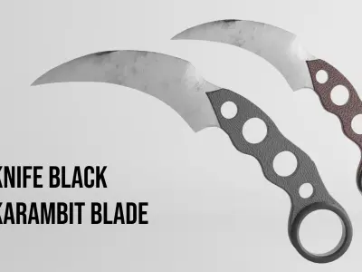 KNIFE Black Karambit Blade Low-poly 3D model
