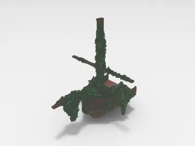 Voxel - Type2 Mossy Damaged Ship - Low-poly 3D Model Low-poly 3D model