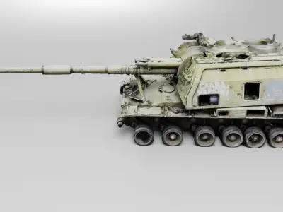 Destroyed 2S19 Msta 152 mm self-propelled howitzer M1990 Farm 3D model