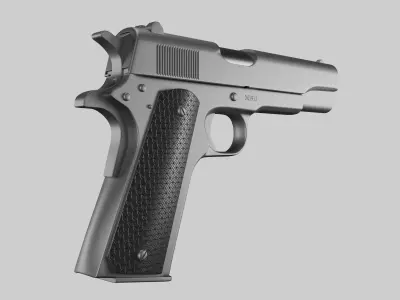 Colt M1911 Pistol Silver Low-poly 3D model