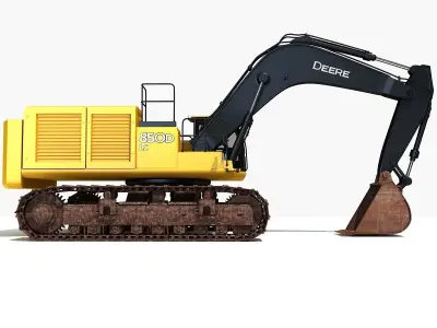 Yellow John Deere Excavator 3D model