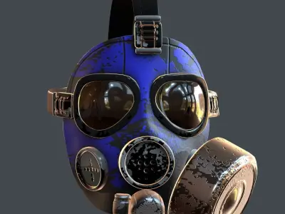 Gas mask helmet 3d model scifi Low-poly  Low-poly 3D model 8
