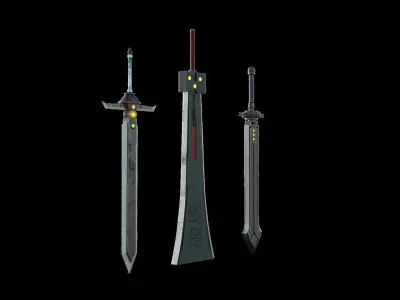 Bundle Sword Final Fantasy Low-poly 3D model