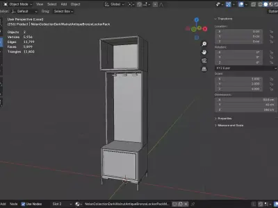 Nolan Collection Dark Walnut Antique Bronze Locker Pack Low-poly 3D model