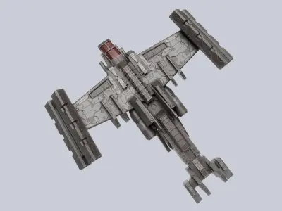 Spaceship Low-poly 3D model 12