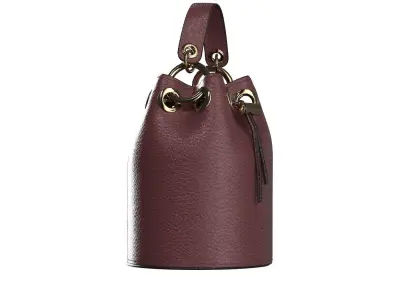 Burgundy Leather Bucket Bag 3D model