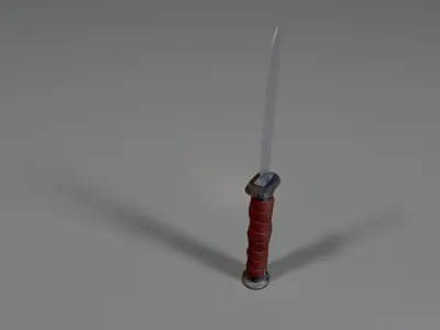 Combat Leather Wrapped Knife Low-poly 3D model