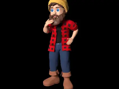 Woodcutter Lumberjack Low-poly 3D model