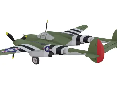 Lockheed P-38 Lightning Low-poly 3D model purchase