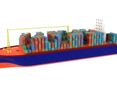 Container Ship Low-poly 3D model