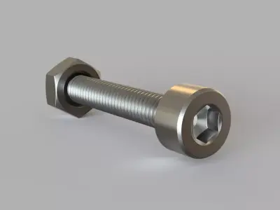  M3 hexagon socket head cap screw and M3 nut Free 3D print model